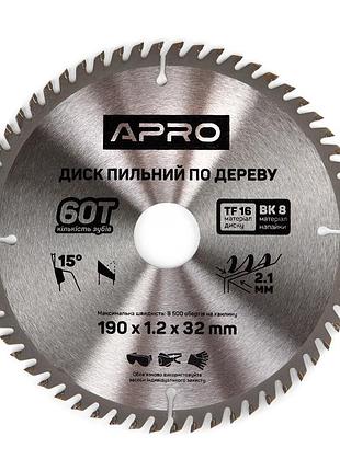 Диск пиляльний для дерева 190х32 (30)х60т apro (830177)