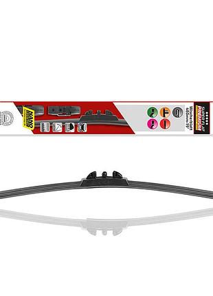 Щетка стеклоочистителя (дворник) бескаркасная (ухой адапетры) "super flat premium" 480mm heyner, 279000