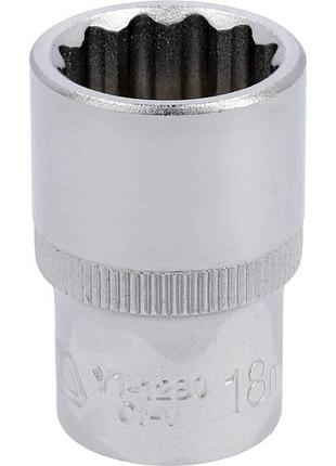 Головка торцевая 12-гранная квадрат 1/2», м= 18 мм, l= 38 мм yato (yt-1280)