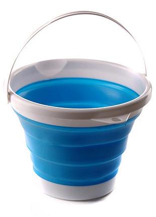 Ведро складное силиконовое 5л синий (blue) сила (961003)