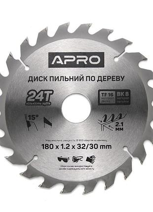 Диск пиляльний для дерева 180х32 (30)х24т apro (830138)