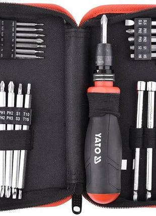 Викрутка реверсна з набором біт, ph-sl-torx-hex, 1/4", 28 од. yato (yt-27940)
