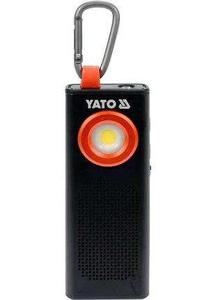 Ліхтар світлодіодний li-po 3.7 в, 2000 maгод, 500 lm, динамік 3 w bluetooth yato (yt-08557)