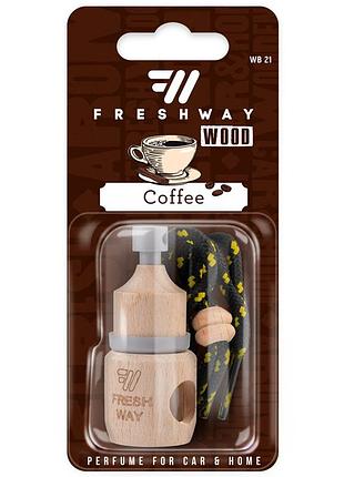 Ароматизатор для авто пробка "wood blister" coffee (кава) 5мл freshway