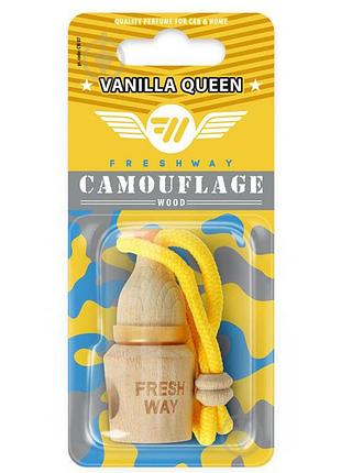 Ароматизатор для авто пробка "camouflage wood" vanilla queen (королевая ванили) 5мл freshway