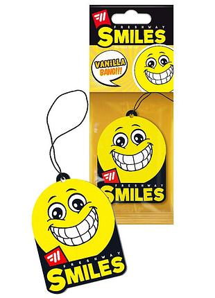 Ароматизатор для авто листочка "smiles dry" vanilla (ваниль) freshway