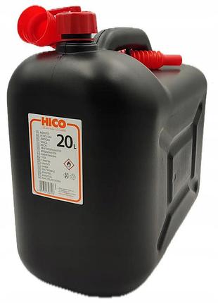 Каністра для палива з лійкою 20л чорна hico (польща) пластикова