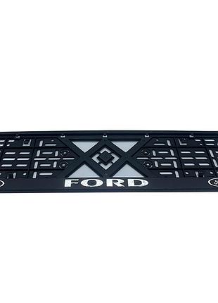 Рамка номерного знаку хром надпис ford пластик чорна 1шт