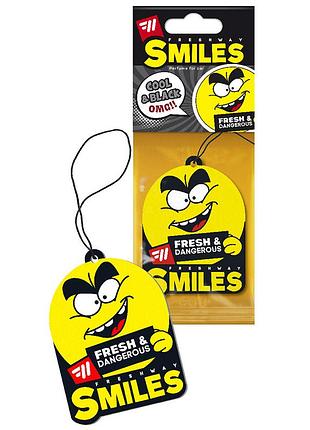 Ароматизатор для авто листочка "smiles dry" cool and black (черный лед) freshway