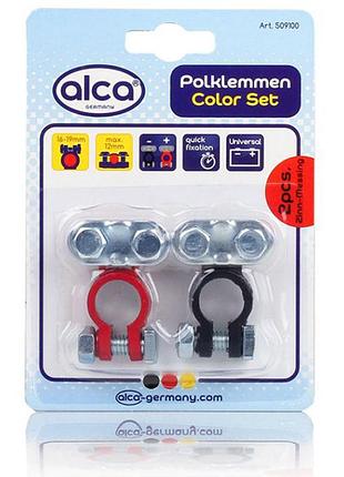 Клеммы цветные для аккумуляторных батарей (акб) "polklemmen" 2шт alca, 509100