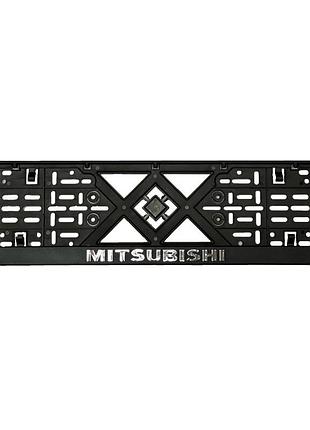 Рамка номерного знака хром надпись mitsubishi пластик черная 1шт