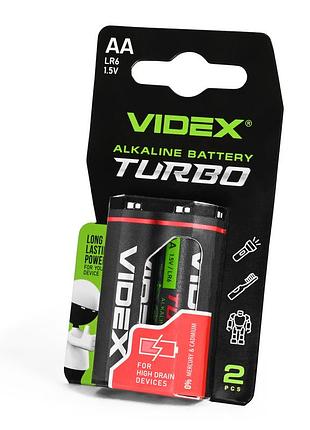 Батарейки щелочные videx lr6 / aa turbo 1.5v alkaline пальчиковые батарейки повышенной мощности блистер 2 шт ft