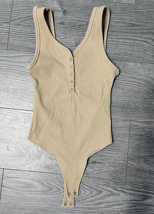 Abercrombie & fitch боді рубчик бежевий xxs
