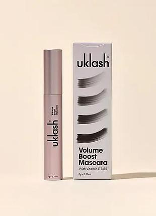 Туш для вій uklash volume boost mascara чорна • об’єм + подовження • вітамін е та в5