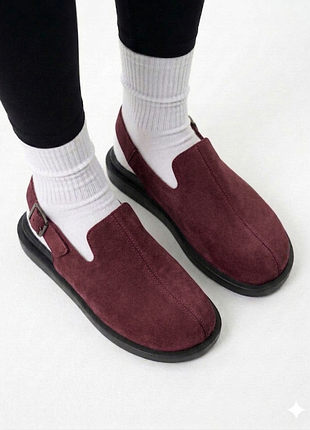 Клоги женские анатомические бордовый замш