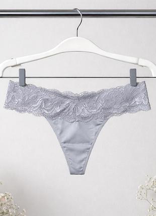 Мереживні стрінги acousma сірі ніжні жіночі lace thong сексуальні