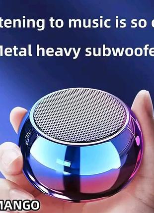 Металлическая bluetooth колонка xc-m3 blue - мини-сабвуфер hi-fi, беспроводной динамик в стальном корпусе, синий градиент
