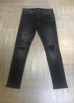 River island 💙чоловічий одяг/ чорно-сірі рвані джинси💛w32/ua48