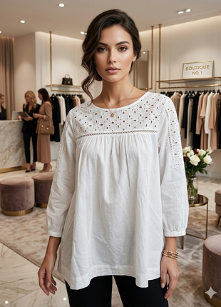 Блузка блуза нарядна біла з коттону розмір 2xl (52) бренд "marks & spencer"