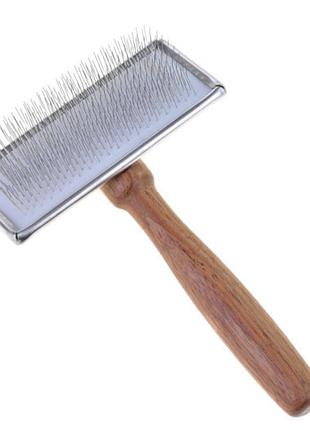 Madan slicker brush — професійна щітка з дерев'яною ручкою розмір l