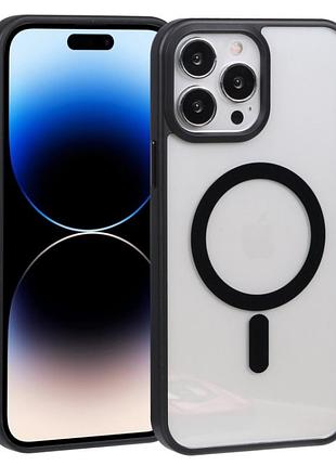 Черный прозрачный чехол на iphone 14 pro max с magsafe