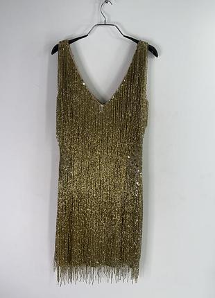 Nadine merabi sadie gold dress gatsby dress s/m size