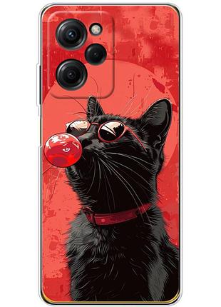 Чохол силіконовий з картинкою на xiaomi poco x5 pro 5g (стильний котик)