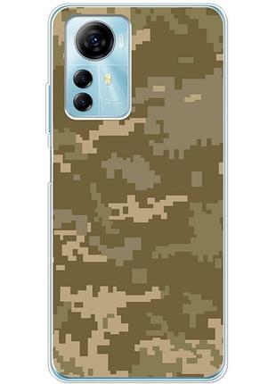 Чехол силиконовый с картинкой на zte blade a72s (патриотический, камуфляж пиксель)