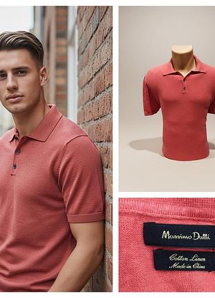 Massimo dutti, мужское поло (лён + хлопок) размер l