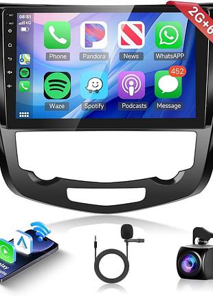 Rimoody - штатна магнітола для nissan qashqai/x-trail (2013-2017), 2gb+64gb, carplay/android auto, bluetooth,wifi,gps, 10.1" екран