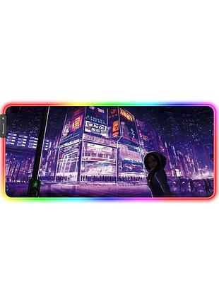 Bimormat anime - коврик для игровой мыши rgb, 900 x 400 x 3 мм, светодиодный с нескользящей резиновой основой
