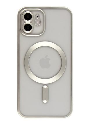 Чохол для iphone 12 з magsafe metallic (tpu+pc) срібний