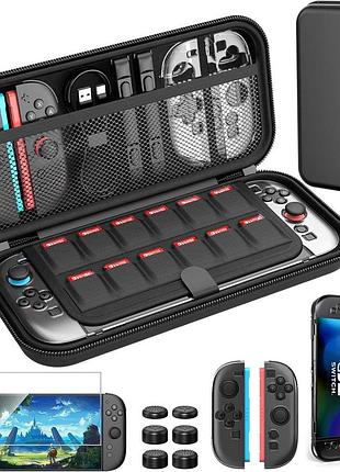 Heystop - чохол для nintendo switch 2 та контролерів + захисне скло, велика місткость для зберігання аксесуарів