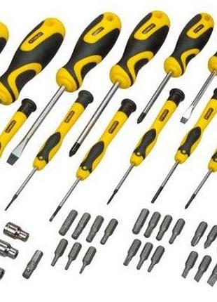 Викрутки stanley 21 біта, sl,ph,torx,h, 9 торцевих головок, кейс, набір 49шт