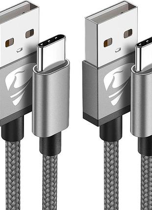 Aioneus - кабель usb-c 3 м, зарядний пристрій usb-a - usb-c, нейлоновий плетений кабель. комплект - 2 штуки