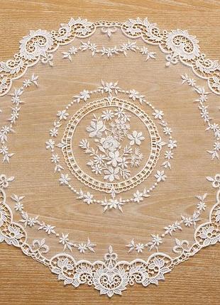 Кружевная сервировочная салфетка d40см lace garland, цвет - молочный белый