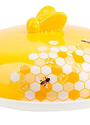 Блюдо керамическое для блинов 23см с крышкой honey