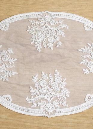 Кружевная сервировочная салфетка 30*43см classic lace, цвет - молочный белый