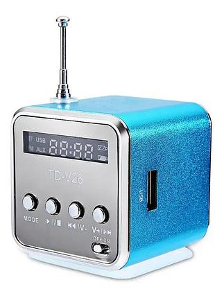 Портативна колонка lem berger, з fm-радіо, bluetooth, роз'ємами micro sd/tf/usb, rgb-підсвічування, td-v26, блакитна