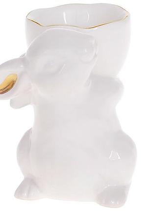 Подставка под яйцо керамическая bunny, 9см, цвет - белый с золотом