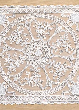 Кружевная сервировочная салфетка 30*30см lace rosette, цвет - молочный белый