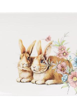 Блюдо фарфоровое happy rabbit, 25.5*15.4*1.5см