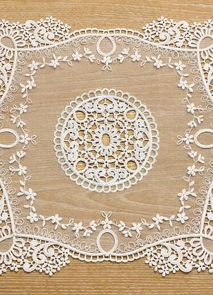 Кружевная сервировочная салфетка 35*35см classic lace, цвет - молочный белый