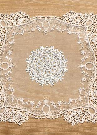 Кружевная сервировочная салфетка 35*35см lace garland, цвет - белый молочный