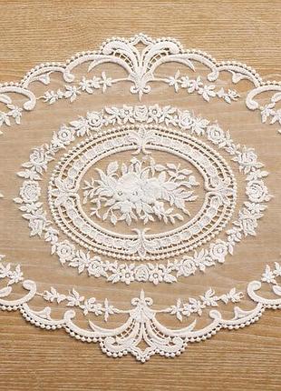 Кружевная сервировочная салфетка 29*41см lace bouquet, цвет - молочный белый