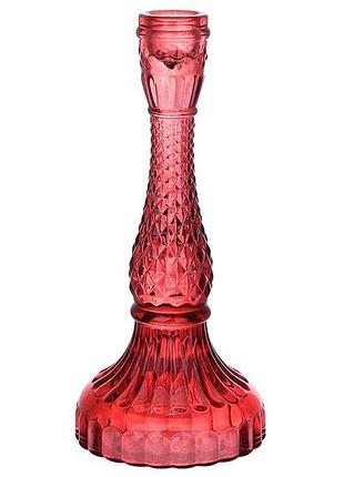 Свечан стеклянный crystal (для тонкой свечи), d11*22см, цвет - красный винный