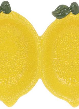 Менажница керамическая lemon, 20.5*16*4см, цвет-желтый