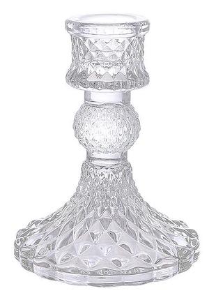 Свечан стеклянный прозрачный crystal (для тонкой свечи), d9.5*10см
