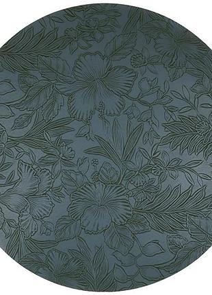 Сервірувальна серветка (плейсмат) з еко - шкіри з тисненням d38см floral, колір - синій