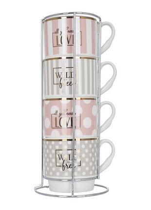 Чашка limited edition glam /набор/4х345 мл на мет.подст